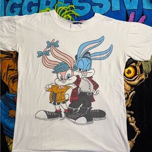 1993 vintage Warner bros. Bugs & Lola bunny White T-Shirt